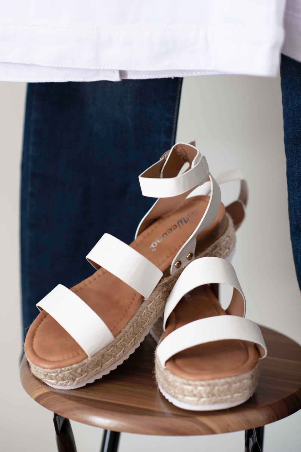 WeeBoo On the Doorstep Espadrille Platform Sandals in White -