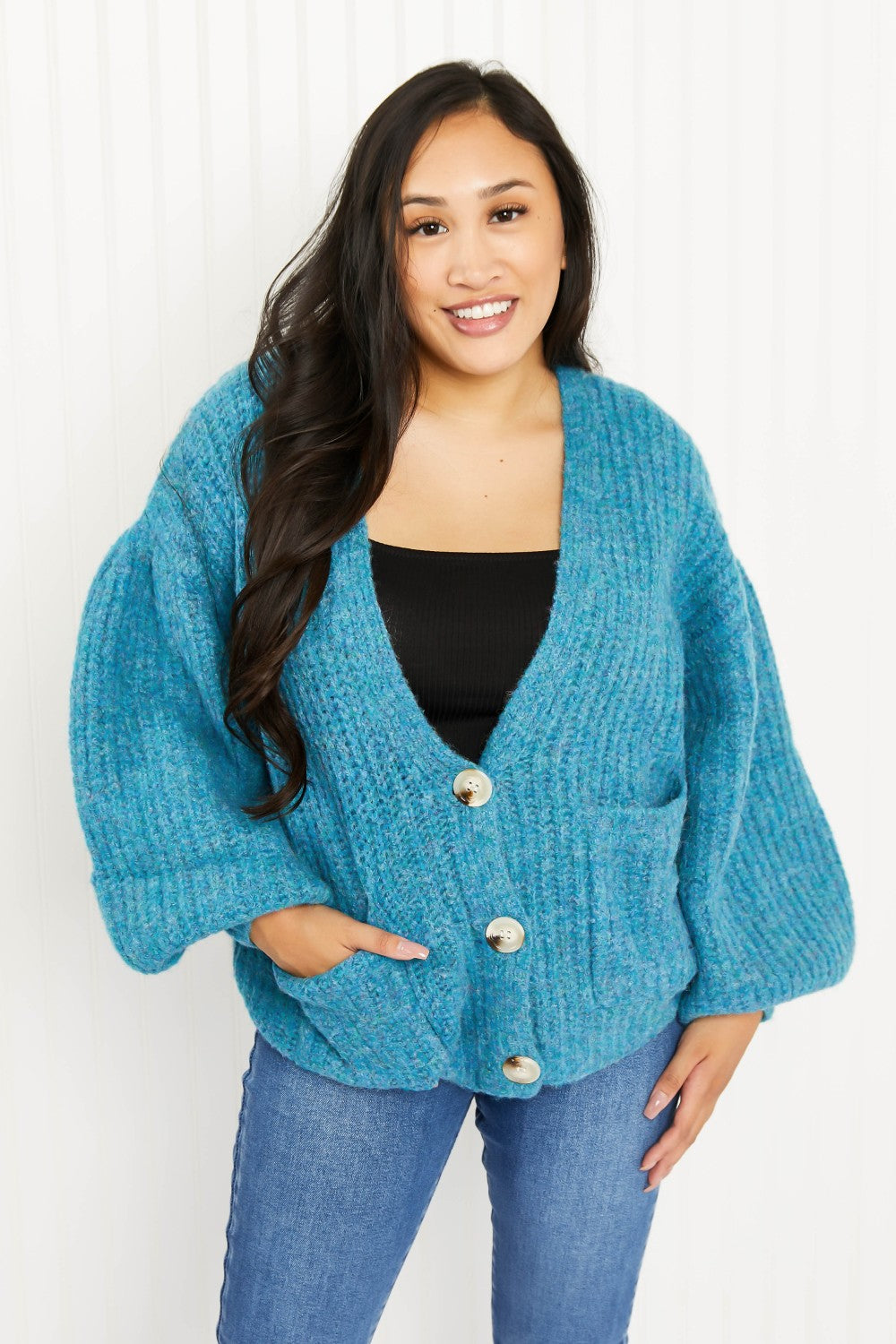 Davi & Dani Just a Fling Full Size Button Down Cardigan -