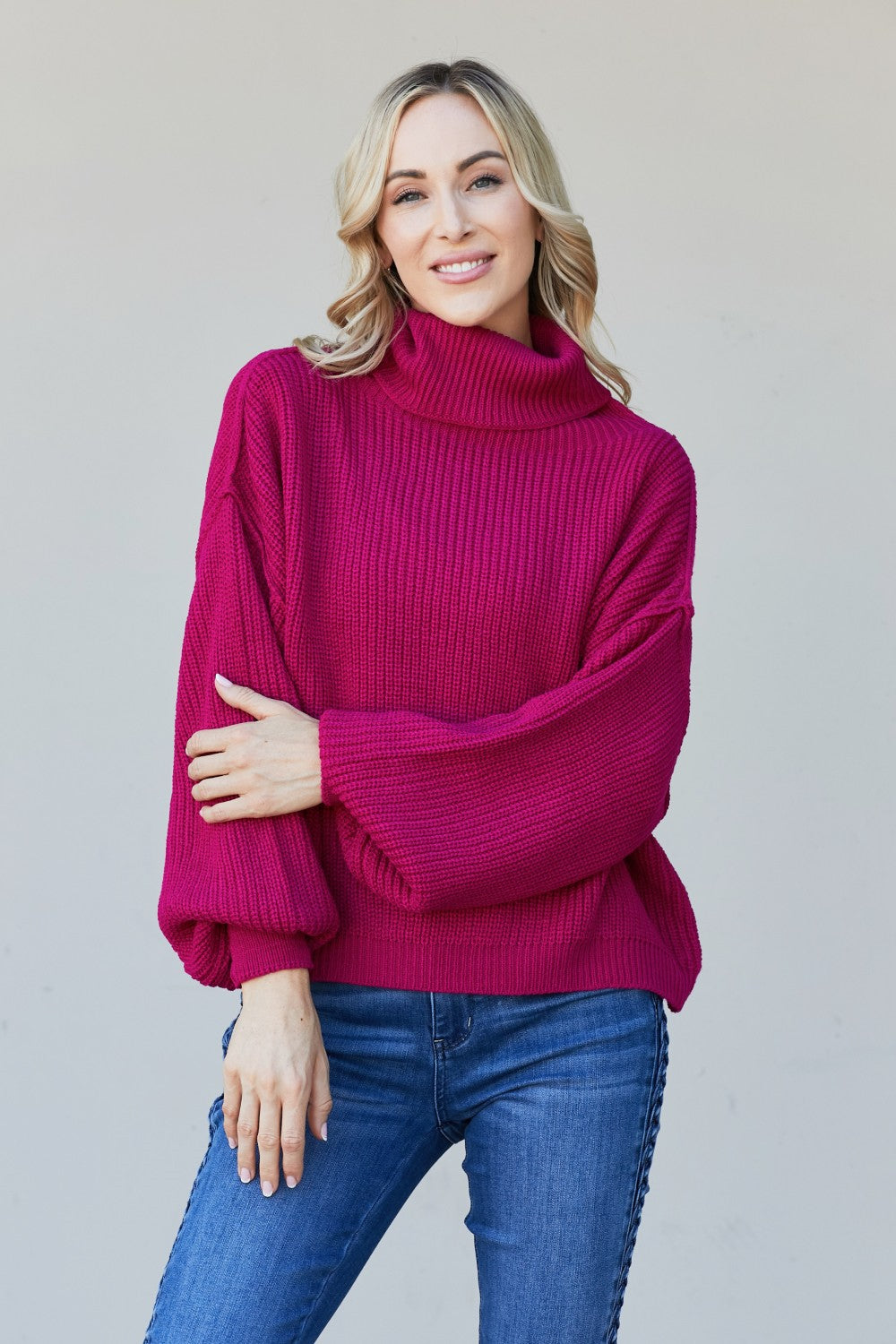 Zenana First Snow Ribbed Turtleneck Sweater -