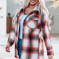 Plaid Button Up Shirt Jacket with Pockets -