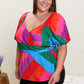Skies Are Blue Colorful Day Color Block Peplum Top -