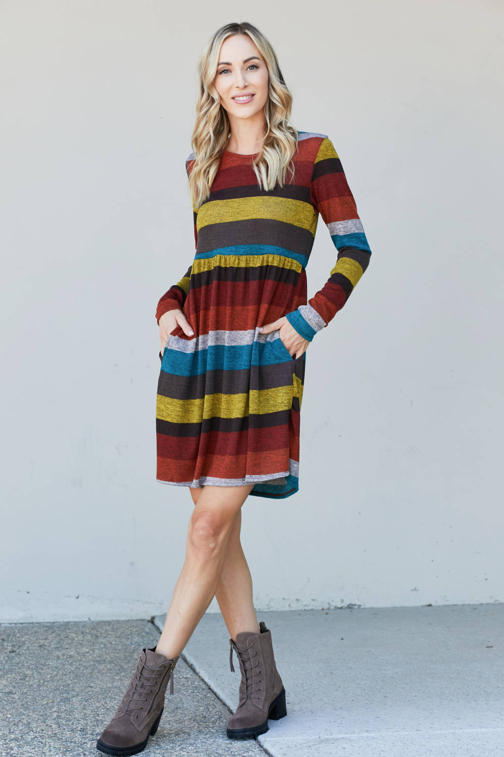 Heimish Full Size Striped Pleated Dress -