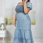 GeeGee Just Wondering Acid Wash Chambray Midi Dress -