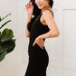 PRIVY Ruched Sleeveless Midi Dress with Side Slit -