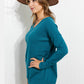 Zenana Hello Fall Center Seam Sweater in Teal -
