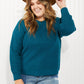 Zenana Autumn is Calling Full Size Waffle Knit Sweater in Teal -