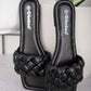 Weeboo Cakewalk Woven Square Toe Slides in Black -