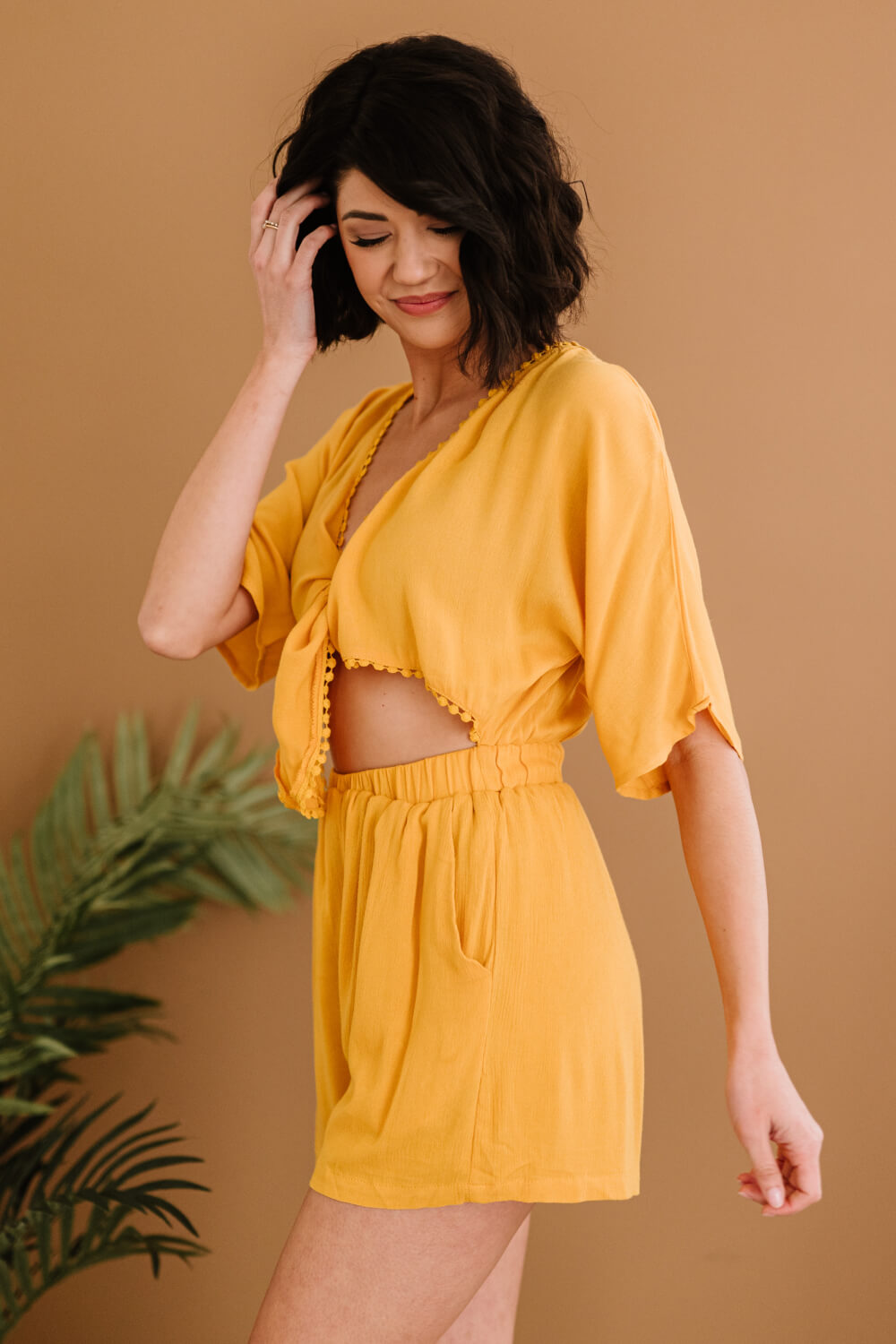 Dress Day Marigold Sunshine Tie-Front Romper -