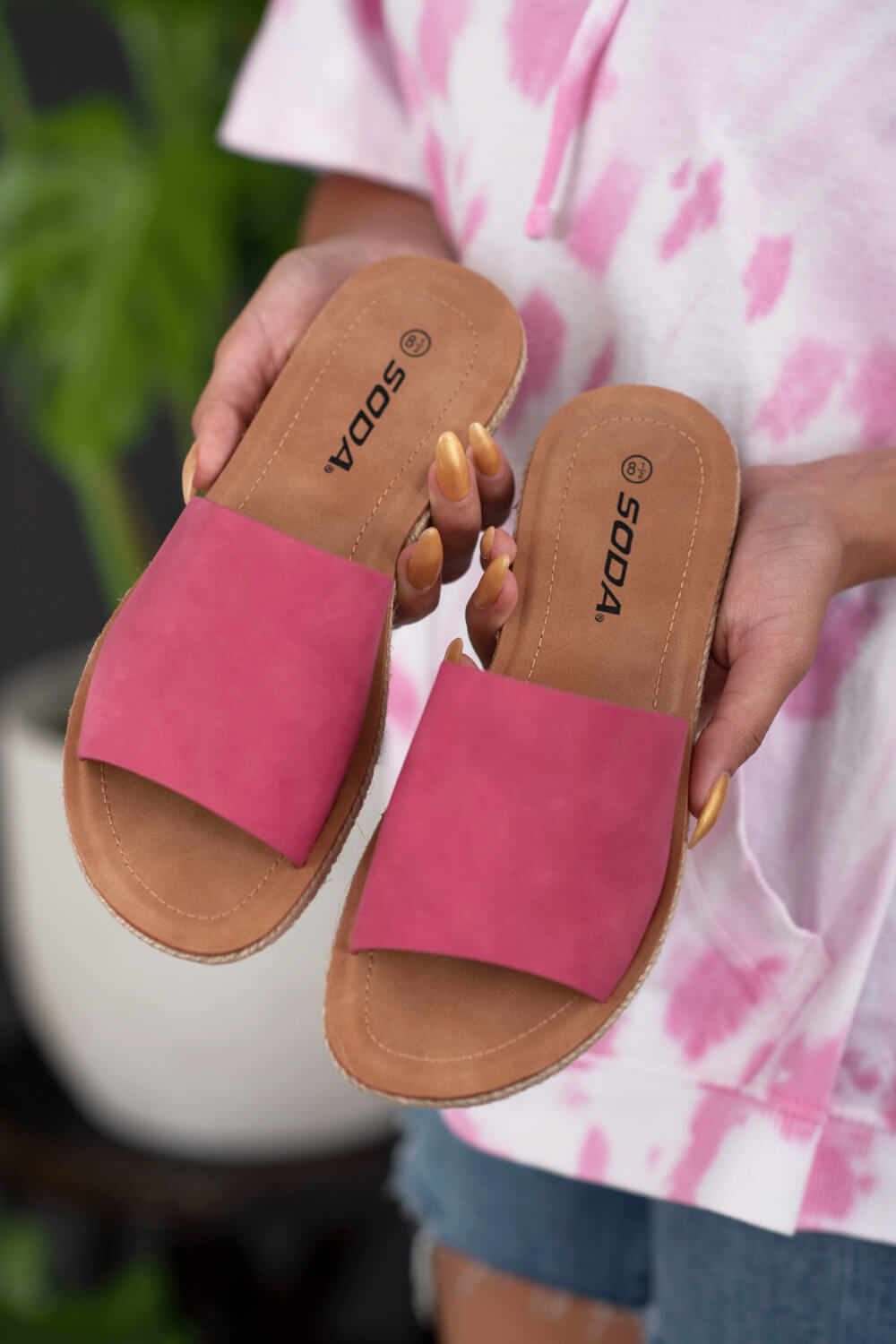 SODA Good Karma Open-Toe Espadrille Slides -