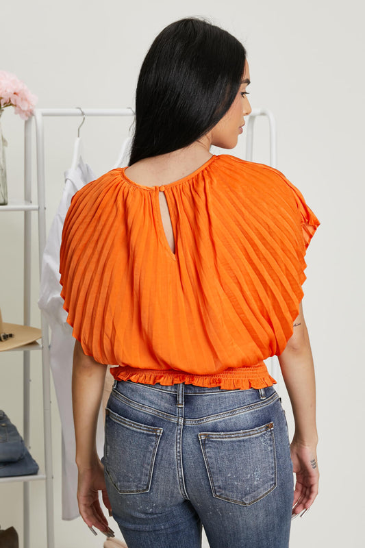 Glam Positively Glowing Pleated Smock Waist Top -