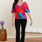 Skies Are Blue Colorful Day Color Block Peplum Top -