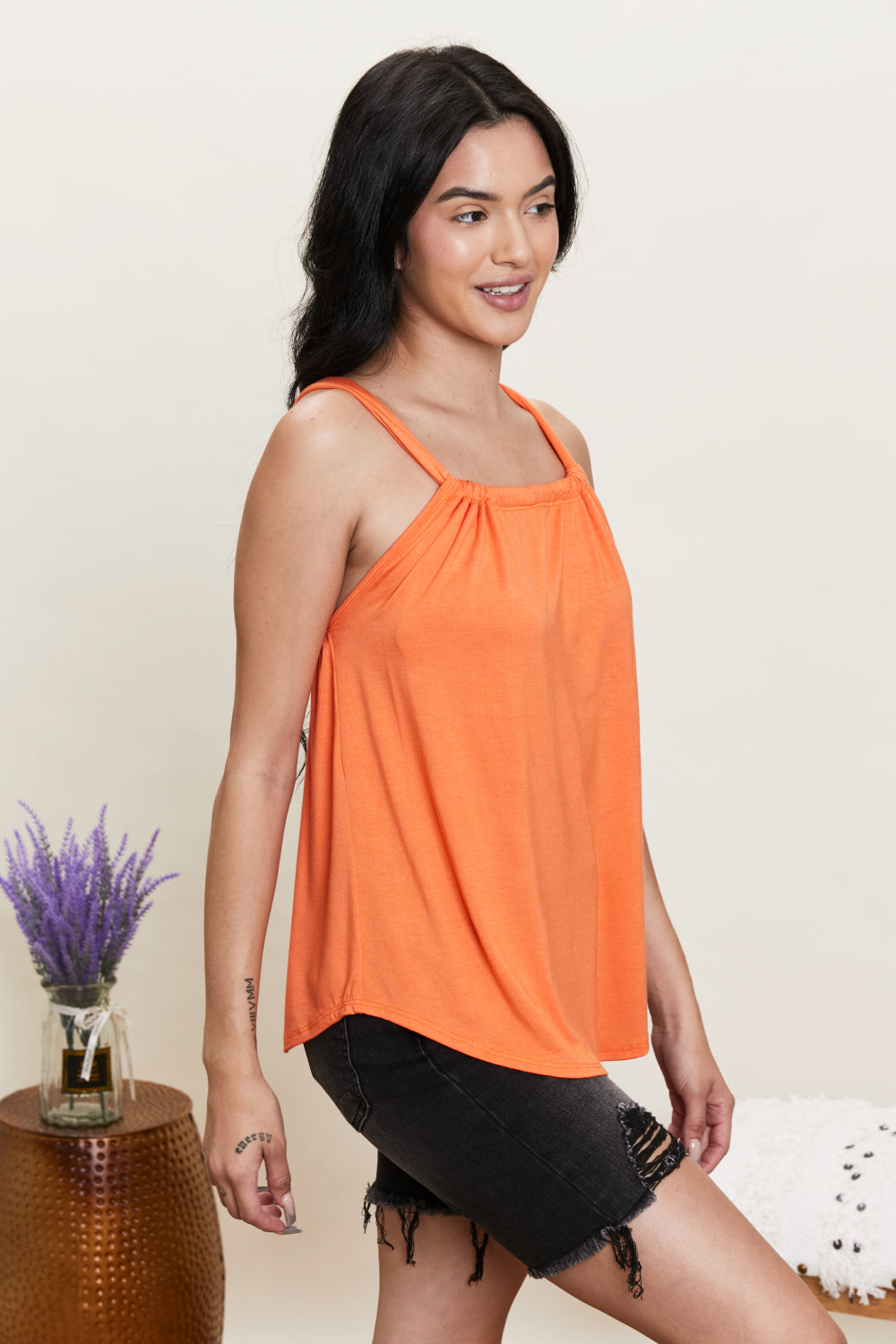 Sew In Love Bright-Eyed Beauty Tank in Tangerine -