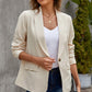 Lapel Collar Button Pocket Blazer - Beige / S