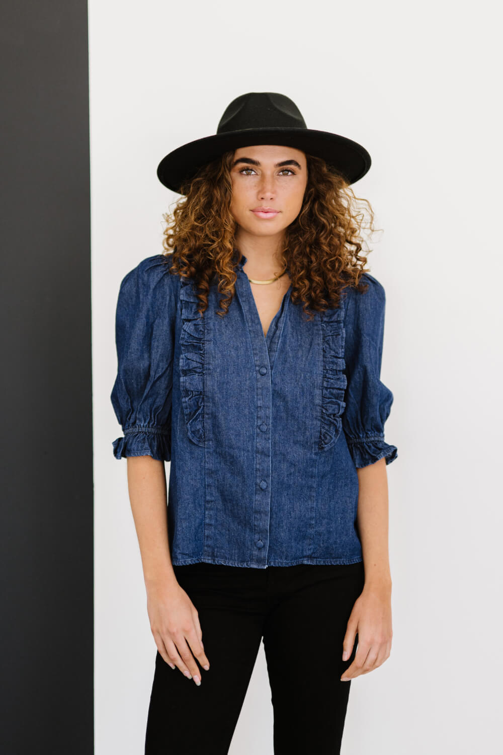 Sweet Generis Be True Denim Top - Dark / S