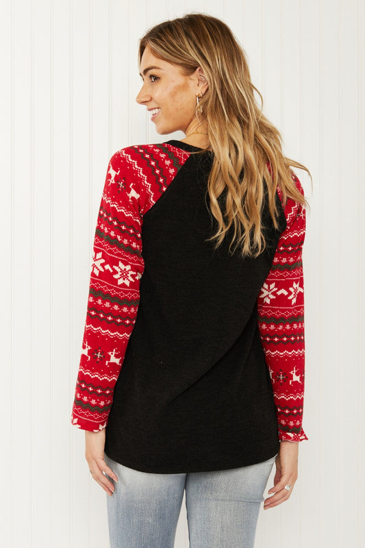 Heimish Winter Wonderland Full Size Christmas Baseball Sleeve Top -