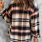 Plaid Button Front Shirt Jacket with Breast Pockets -