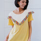 BiBi Saddle Up Fringe Detail Tee in Yellow -