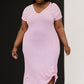 P & Rose Plot Twist T-Shirt Dress with Pockets in Rose -