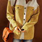 Color Block Button Front Corduroy Shirt Jacket -