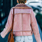 Plush Lining Suede Double-Breasted Jacket -