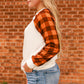 Plaid Contrast Raglan Sleeve Top -