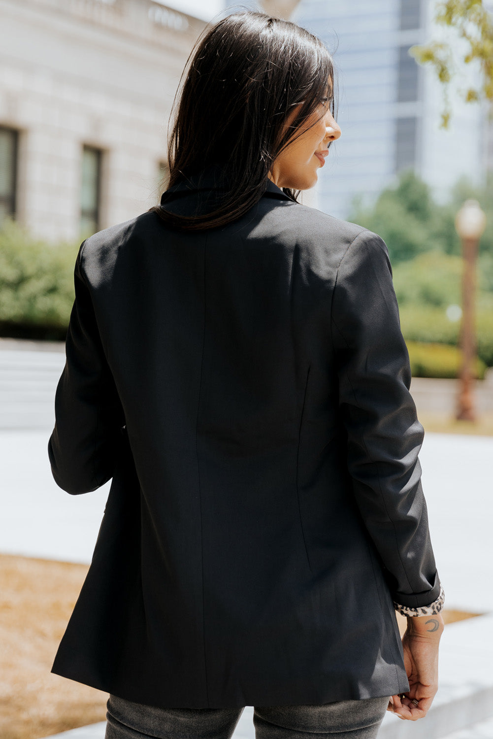 Leopard Lining One-Button Blazer -