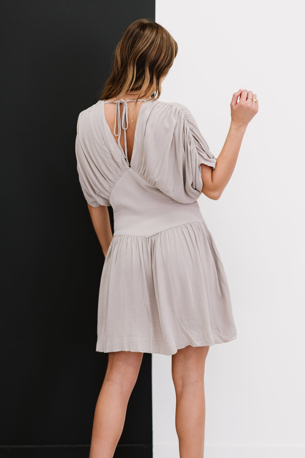 Davi & Dani Stay a Little Longer Pleated Mini Dress -