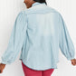 Davi & Dani Sitting Fireside Full Size Button Down Denim Shirt -