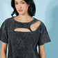 BiBi Best-Kept Secret Acid Wash Cutout Tee -