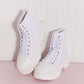 Berness Stick To It Platform Lace-Up Booties in White -