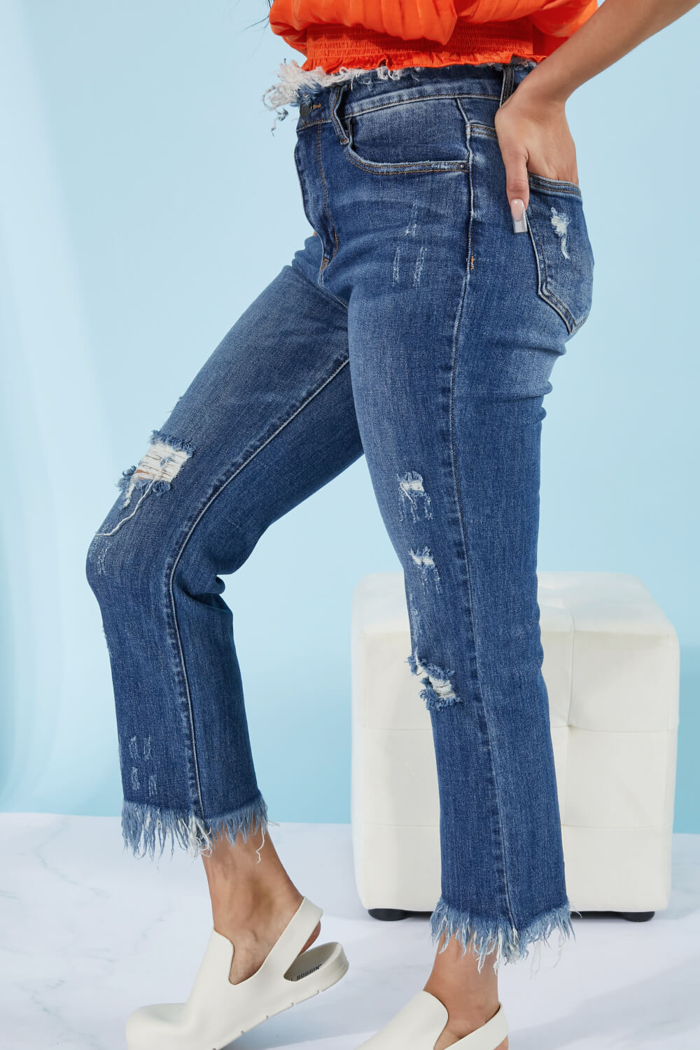 RISEN Undone Chic Straight Leg Jeans -