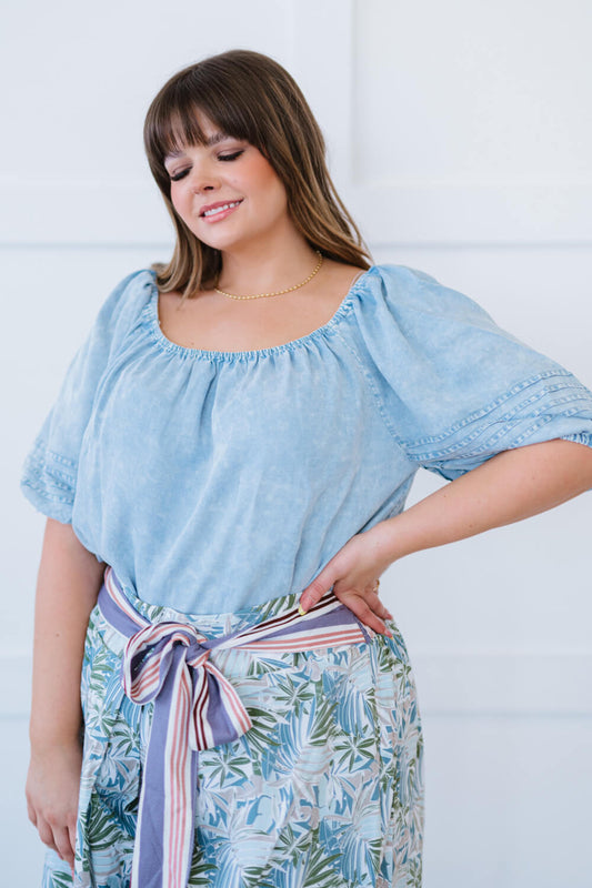 Doe & Rae Keep Me Close Chambray Top -