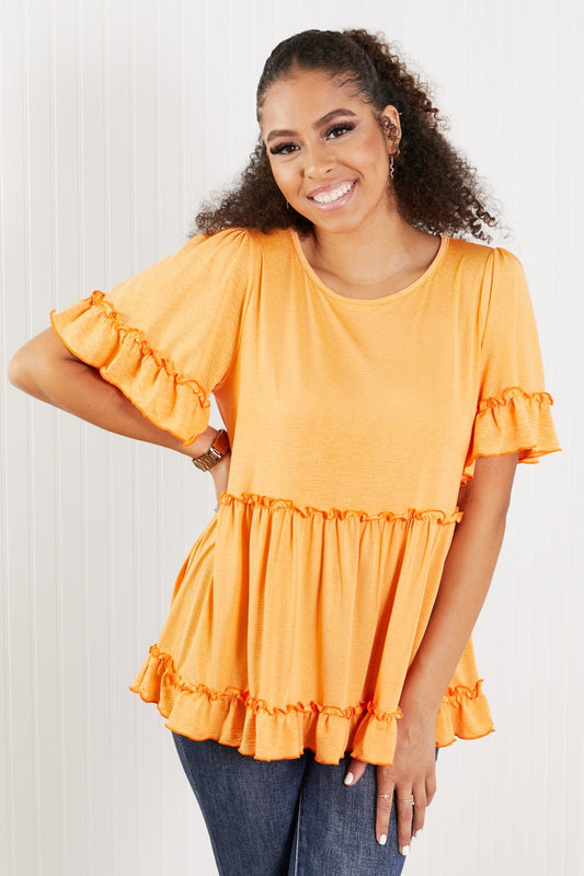 Hailey & Co Our Song Ruffled Babydoll Top - Melon / S