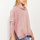 Zenana Love and Cuddles Full Size Cowl Neck Poncho Sweater in Light Rose -