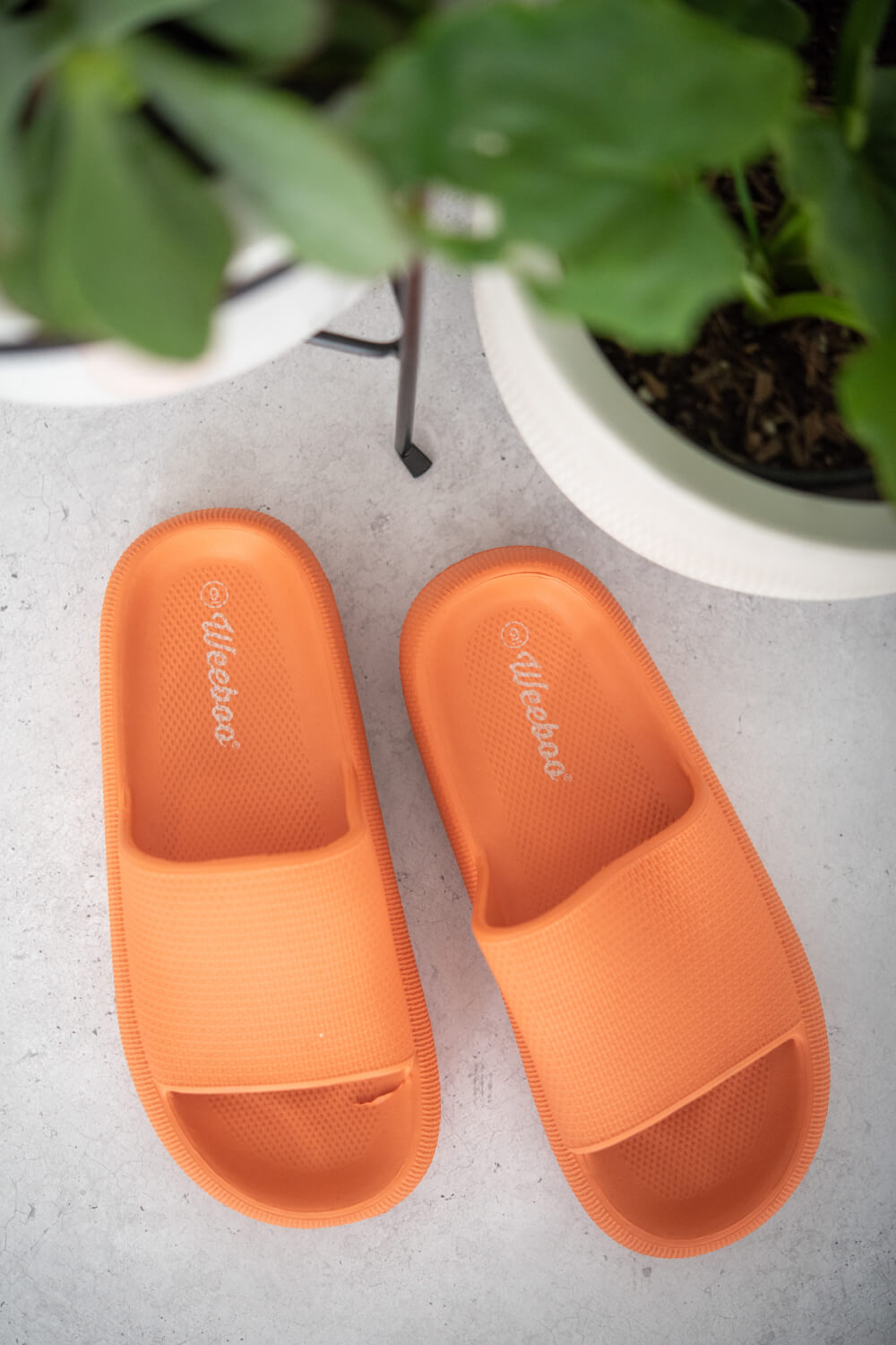 WeeBoo Go All Out Slide-On Sandals in Orange -