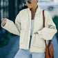 Drawstring Dropped Shoulder Quilted Jacket -