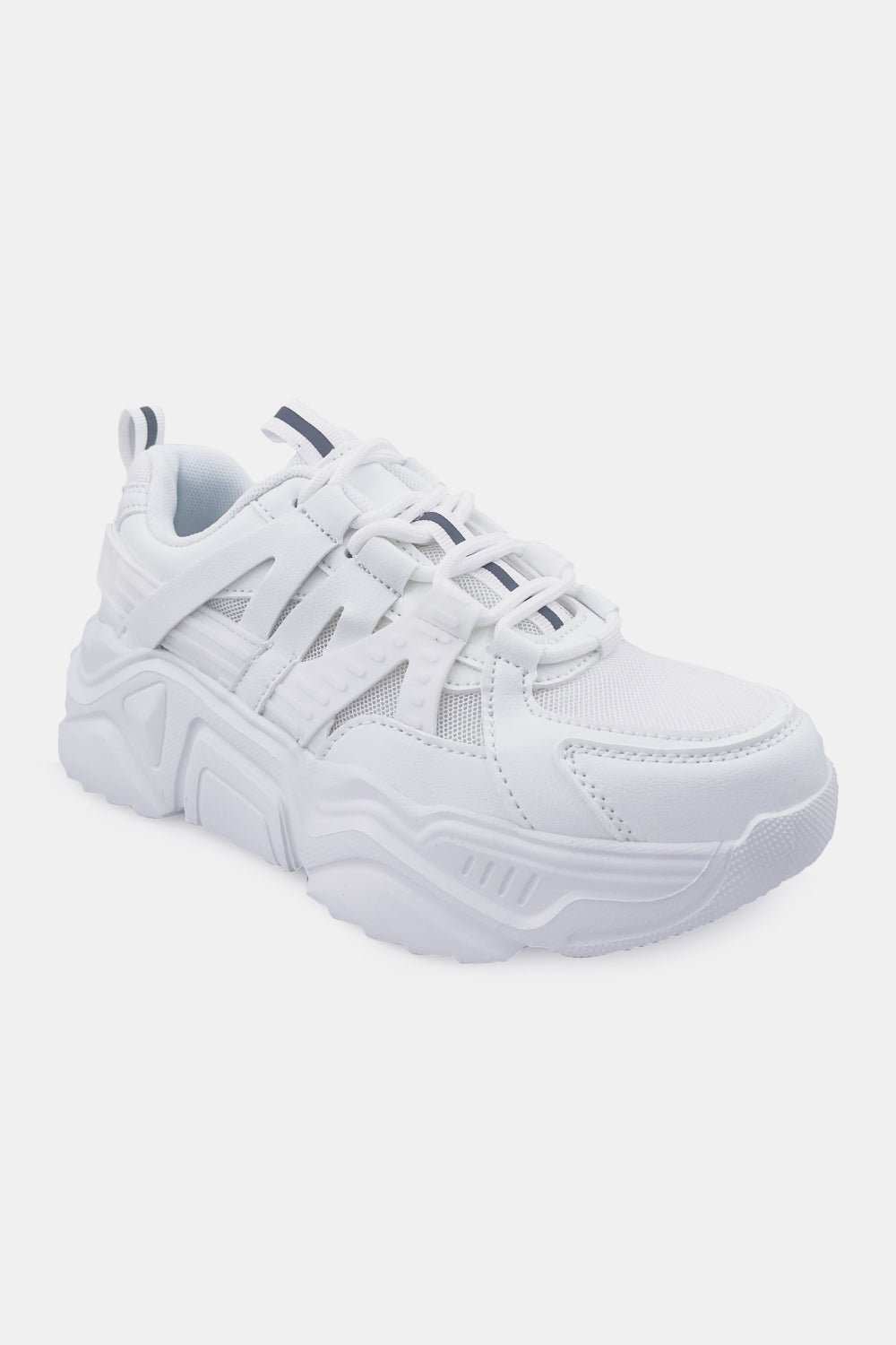 Berness Running Late Chunky Sole Athletic Sneakers in White - White / 5