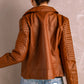 Ribbed Faux Leather Jacket -