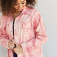 Davi & Dani Peace Sign Tie-Dye Embroidered Patch Shacket -