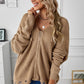 Zip-Up Distressed Hooded Cardigan - Khaki / S