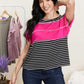 Sew In Love Ideal Date Color Block Striped Tee in Fuchsia -
