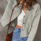 Raw Hem Button Down Corduroy Jacket with Pockets -