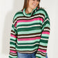 Davi & Dani Midwest Striped Turtleneck Tunic Sweater -