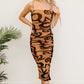 PRIVY Printed Ruched Midi Dress with Side Slit -