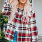Plaid Button Front Shirt Jacket with Breast Pockets -