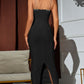 Rhinestone Back Slit Bodycon Dress -
