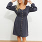 Scoop Neck Empire Waist Long Sleeve Mini Dress -