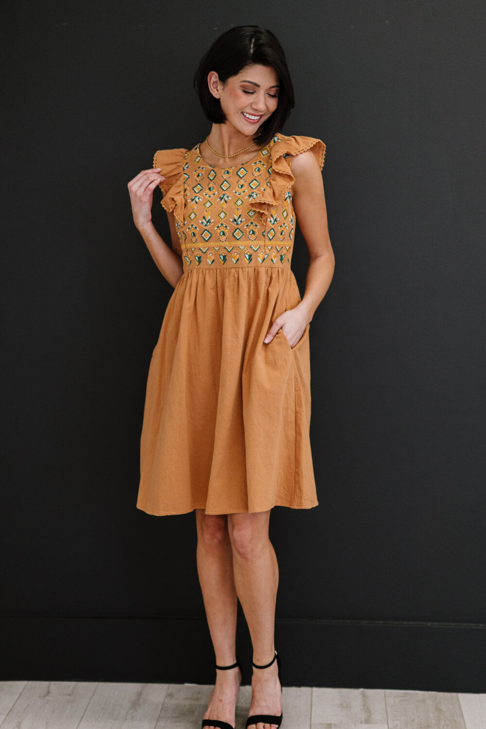 Davi & Dani Spring Break Embroidered Mini Dress -