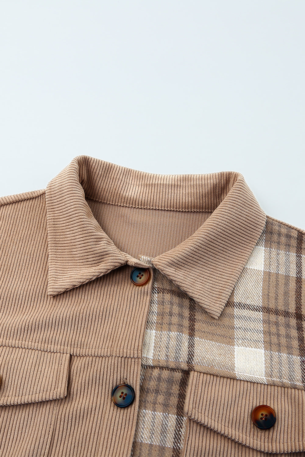 Plaid Corduroy Dropped Shoulder Jacket -