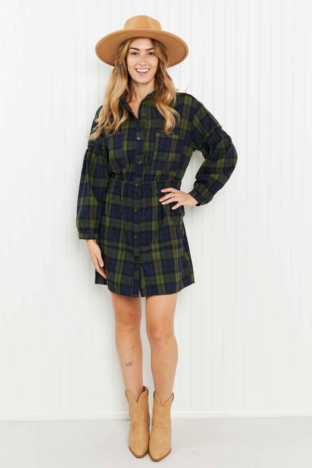 Davi & Dani Make an Entrance Full Size Button Front Shirt Dress -